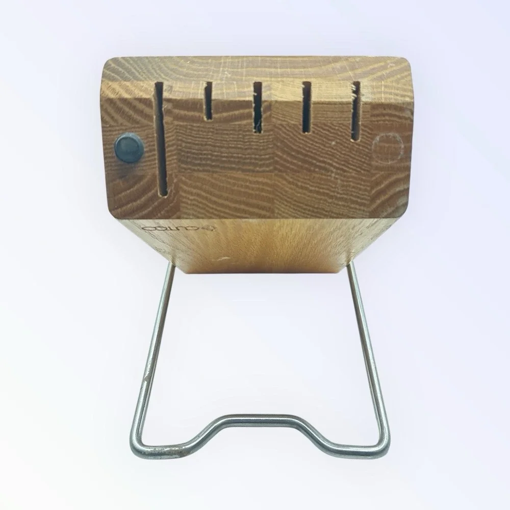 Cutco Cutlery Space Saver 5-Slot Knife Block‎ Wood #1746 Honey Oak Finish USA